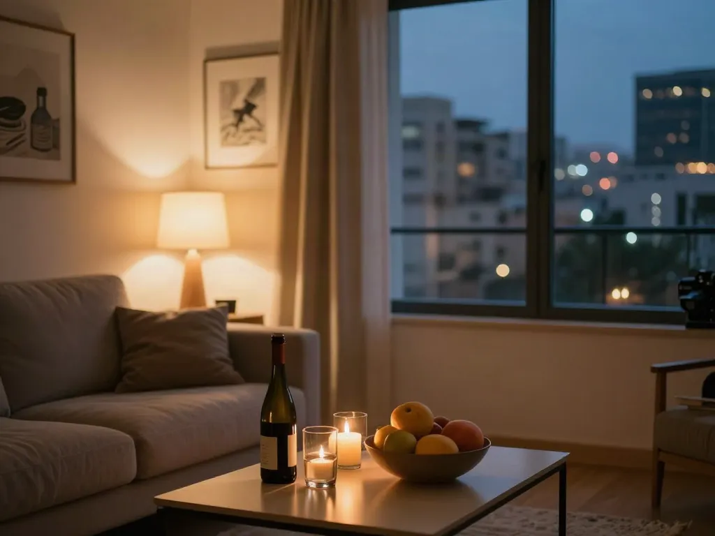 Discreet apartment interior in Rishon Lezion, perfect for intimate gatherings.