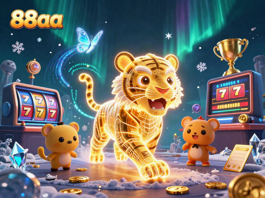 Experience thrilling gameplay with 88aa’s vibrant casino scene, showcasing dynamic slots and glittering elements.